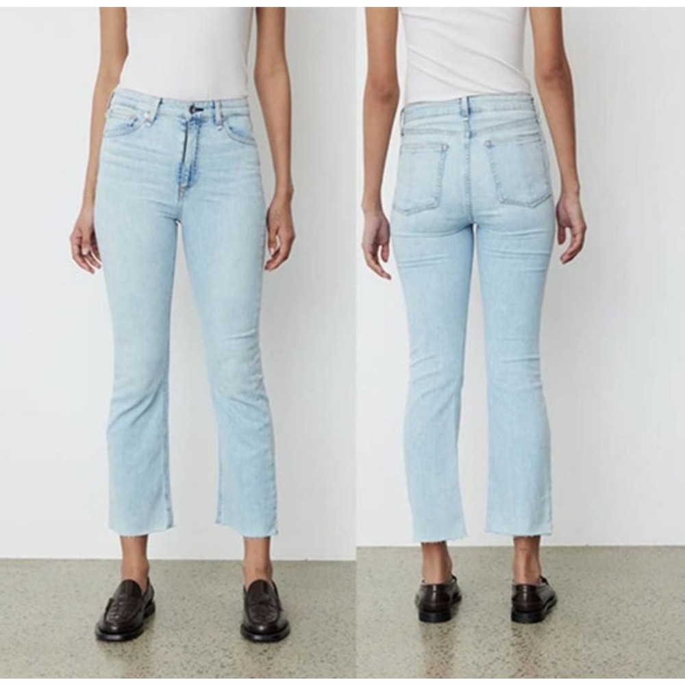 Rag & Bone Ankle Flare High Rise Raw Hem Light Wash Denim Jeans Size 26